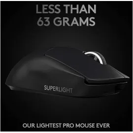 Logitech G PRO X SUPERLIGHT Wireless Gaming Mouse, Ultra-Lightweight, HERO 25K Sensor, 25,600 DPI, 5 Programmable Buttons, Long Battery Life, Compatible with PC / Mac - Black