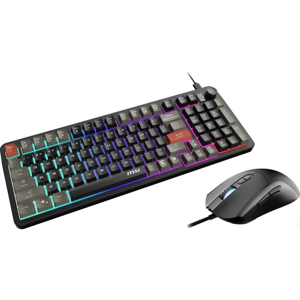 MSI Forge GK110 & GM320 Combo - Gaming Keyboard & Mouse Set, Membrane Switches, 1.5m USB-A to C (detachable), Adjustable 12.8K DPI, RGB