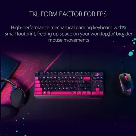 ASUS ROG Strix Scope TKL Electro Punk Mechanical Gaming Keyboard | Cherry MX Red Switches | 2X Wider Ctrl Key for Greater FPS Precision | Gaming Keyboard for PC | Aura Sync RGB Lighting, Quick-Toggle
