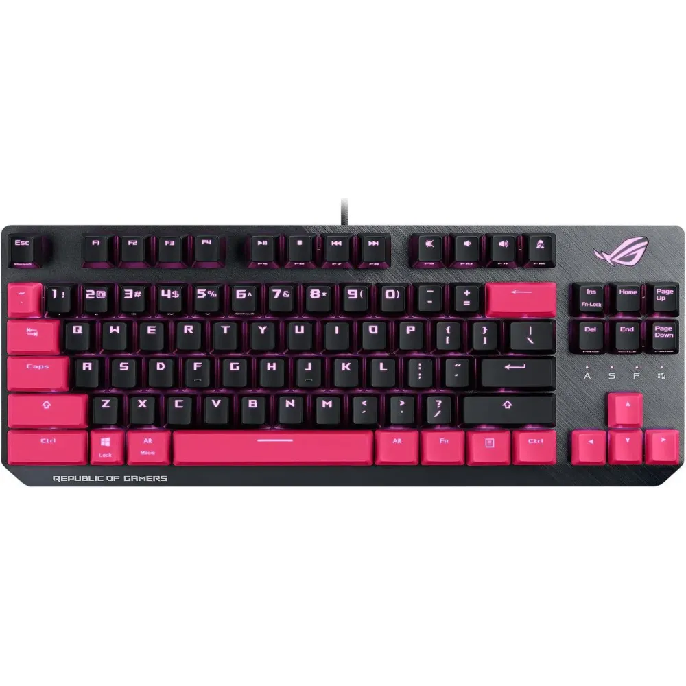 ASUS ROG Strix Scope TKL Electro Punk Mechanical Gaming Keyboard | Cherry MX Red Switches | 2X Wider Ctrl Key for Greater FPS Precision | Gaming Keyboard for PC | Aura Sync RGB Lighting, Quick-Toggle