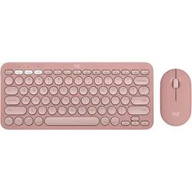 Logitech Pebble 2 Combo Wireless Quiet Keyboard and Mouse, Customisable, Logi Bolt, Bluetooth, Easy-Switch for Windows, macOS, iPadOS, Chrome - Tonal Rose