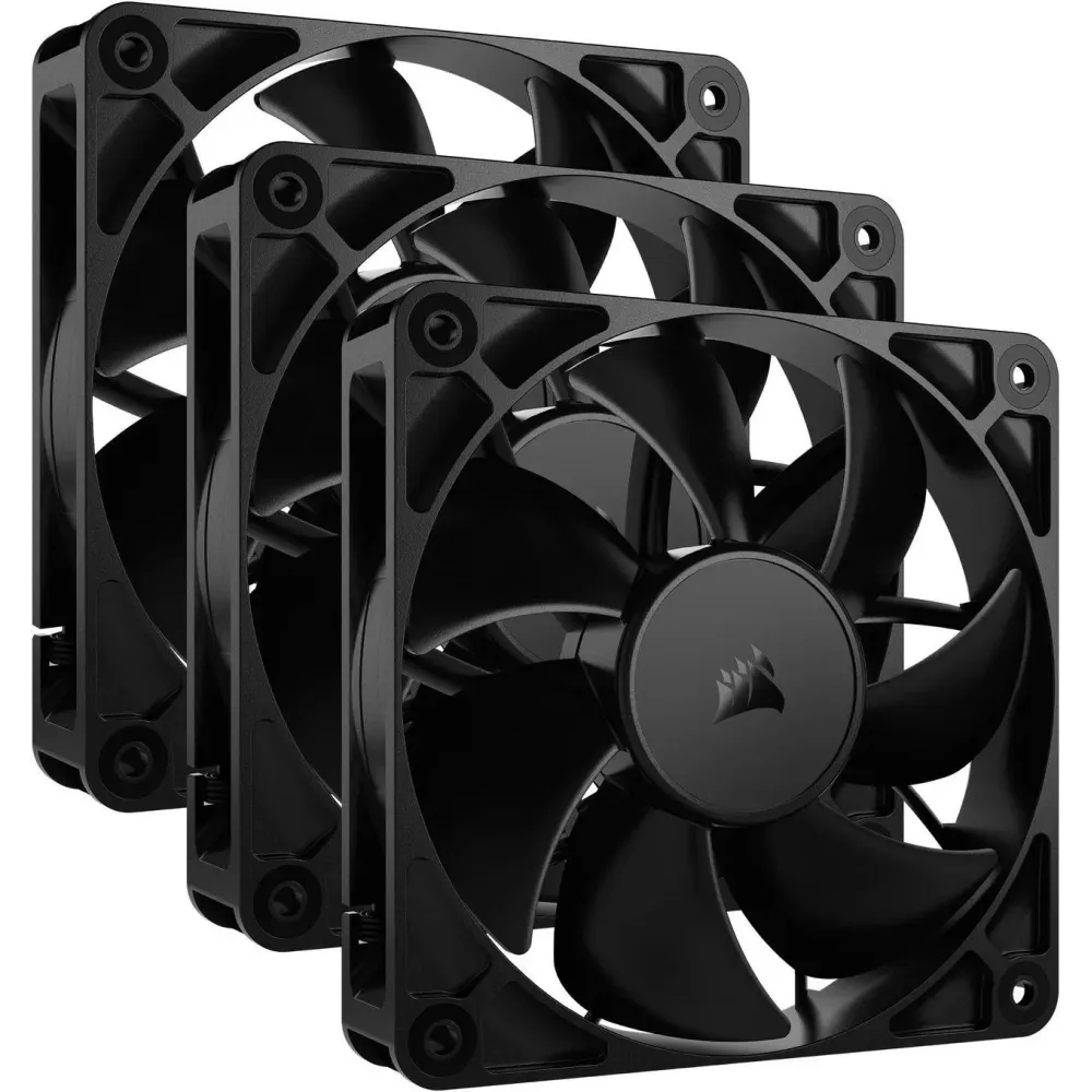 CORSAIR RS120 PWM 120mm Fans Triple Pack - Simplified Control - Daisy-Chain 4-Pin PWM Connection - Concentrated AirGuide Cooling - Magnetic Dome Bearing