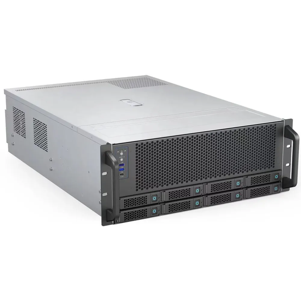 Rosewill 4U Server Chassis|Supports up to 4 GPUs|8 Hot-Swap 3.5"/2.5" SATA/SAS up to 12Gbps|E-ATX Compatible|3x 12038 Hot-Swap Fans, 2 Rear 8038 Fans|USB 3.2 Type-C|With Rail Kit|Ideal for AI Servers