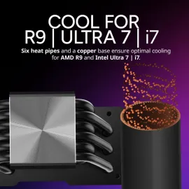 Cooler Master Hyper 612 APEX CPU Air Cooler, Dual Mobius 120 PWM Fan, Superconductive Composite 6 Copper Heat Pipes, 159mm Tall, Sleek Top Cover, AMD Ryzen AM5|AM4, Intel LGA 1851|1700 Brackets