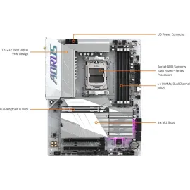 GIGABYTE B650E AORUS ELITE X AX ICE AM5 LGA 1718 AMD B650 ATX Motherboard with 5-Year Warranty, DDR5, 3x M.2, PCIe 5.0, USB 3.2 Gen2X2 Type-C, WiFi 6E, 2.5GbE LAN, Q-Flash Plus, EZ-Latch Plus