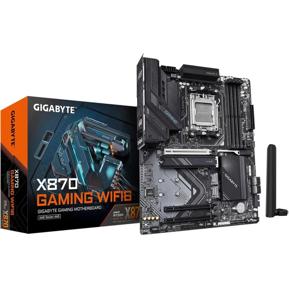 GIGABYTE X870 GAMING WIFI6 AM5 LGA 1718, ATX, DDR5, 3x M.2, PCIe 5.0, USB4, WIFI 6, 2.5GbE LAN, EZ-Latch, 5-Year Warranty