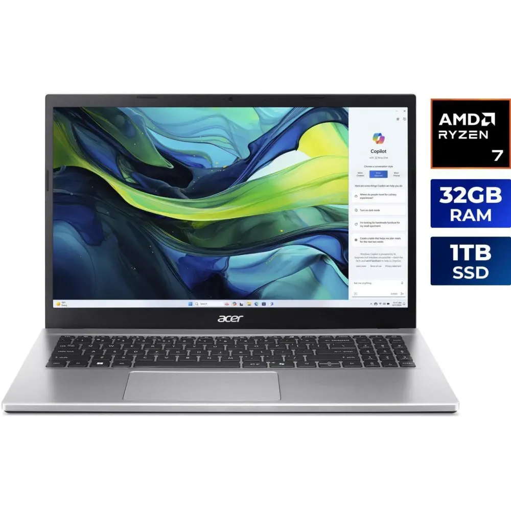 Acer Aspire Go 15.6" Laptop AMD Ryzen 7 7730U, 32GB RAM, 1TB SSD