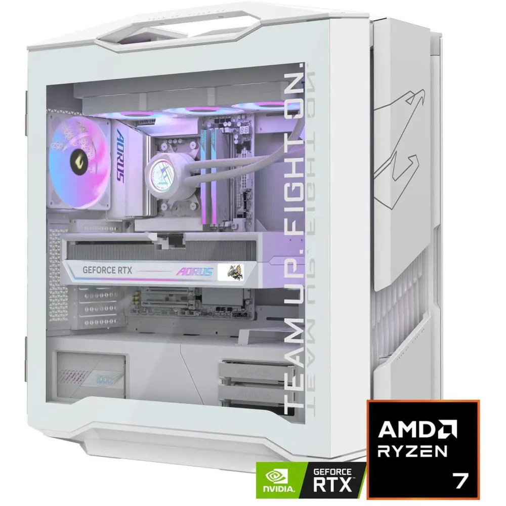 GIGABYTE AORUS SUPREME 5 ICE Gaming Desktop PC, AMD Ryzen 7 9800X3D, AORUS RTX 5090, 64GB DDR5 RAM, 2TB Gen5 NVMe SSD, Windows 11 Home, White