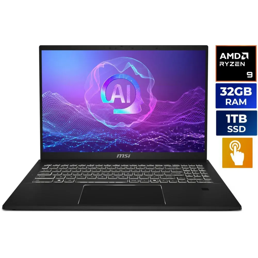 MSI Summit A16 AI+ 16" Touchscreen Copilot+ PC Laptop AMD Ryzen AI 9 365 32GB LPDDR5X RAM 1TB SSD Win 11 Pro with MSI Pen