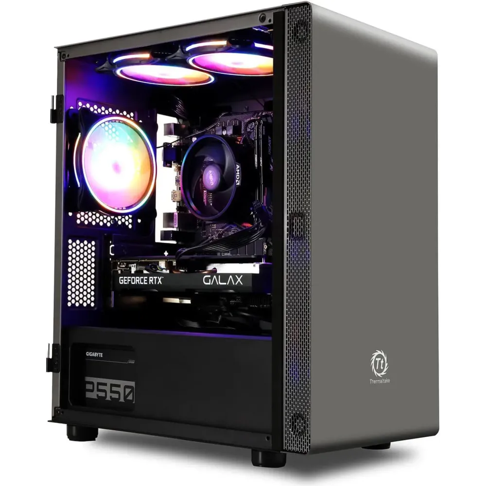 MXZ Gaming PC Desktop Computer, AMD Ryzen 5 5600 3.7GHz, GeForce RTX 4060 , 16GB DDR4, NVME 1T SSD, 6RGB Fans, Win 11 Pro Ready, Gamer Desktop Computer(R5 5600| RTX 4060)