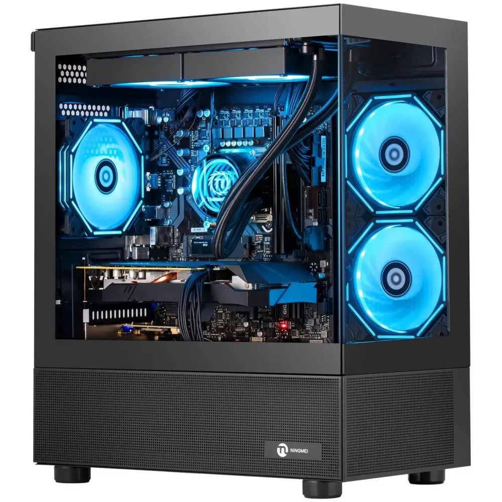 Ningmei Gaming Desktop Computer PC, AMD Ryzen 7 5700X, RTX 5060 Ti 8G, 32GB DDR4 RAM, 1TB NVME SSD, 240 Liquid Cooler, 650W PSU, Wi-Fi, ARGB Fans , Game Design Office, Windows 11 Home , Gaming PC