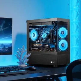 Ningmei Gaming Desktop Computer PC, AMD Ryzen 7 5700X, RTX 5060 Ti 8G, 32GB DDR4 RAM, 1TB NVME SSD, 240 Liquid Cooler, 650W PSU, Wi-Fi, ARGB Fans , Game Design Office, Windows 11 Home , Gaming PC