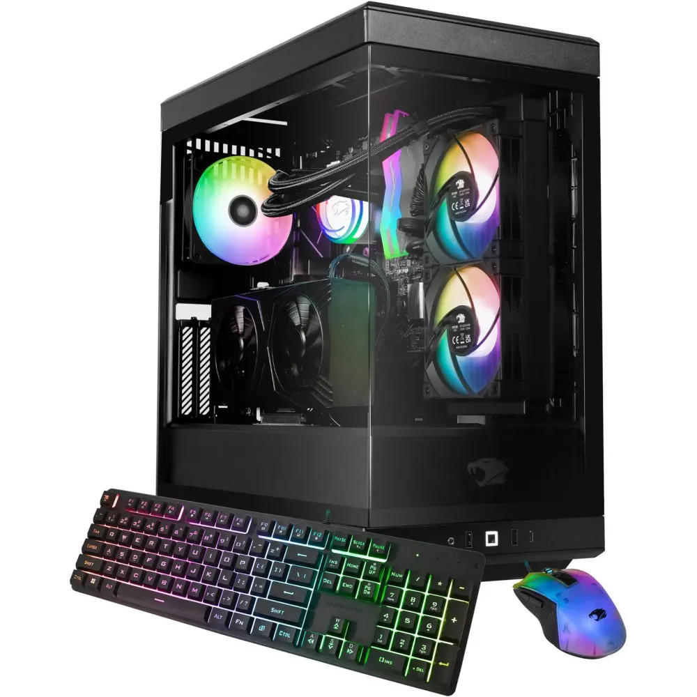 iBUYPOWER Y40 PRO Black Gaming PC Desktop - AMD Ryzen 7 9800X3D - AMD Radeon RX 7800 XT 16GB - 32GB DDR5 RGB - 2TB NVMe SSD