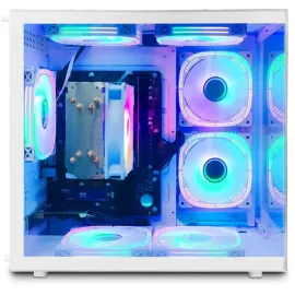 Suevery Gaming PC, AMD Ryzen 5 5600GT, Vega 7 Graphics, 16GB RAM, 512GB SSD, Wi-Fi 6, Windows 11 Home, Compact Desktop-White