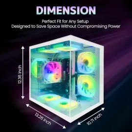 Suevery Gaming PC, AMD Ryzen 5 5600GT, Vega 7 Graphics, 16GB RAM, 512GB SSD, Wi-Fi 6, Windows 11 Home, Compact Desktop-White