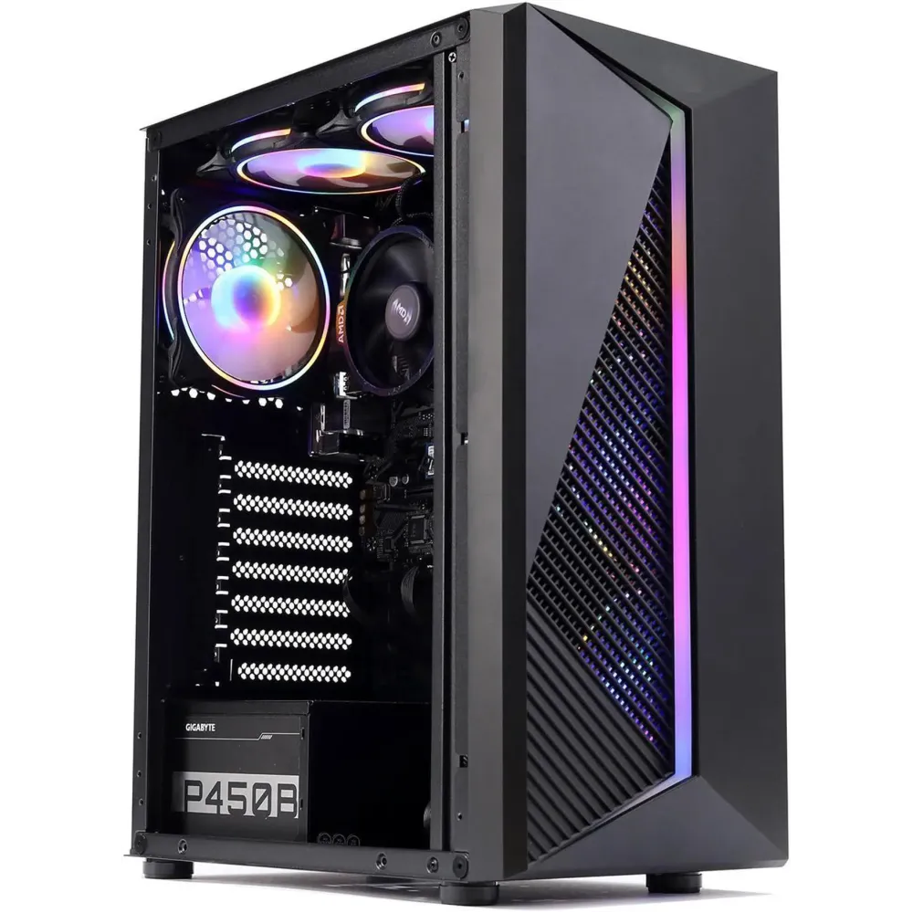 MXZ Gaming PC Desktop Computer, AMD Ryzen 5 5600GT 3.6GHz, AMD Radeon RX Vega 7 Graphics,16GB DDR4, NVME 1TB SSD, 6RGB Fans, Win 11 Pro Ready, Gamer Desktop Computer