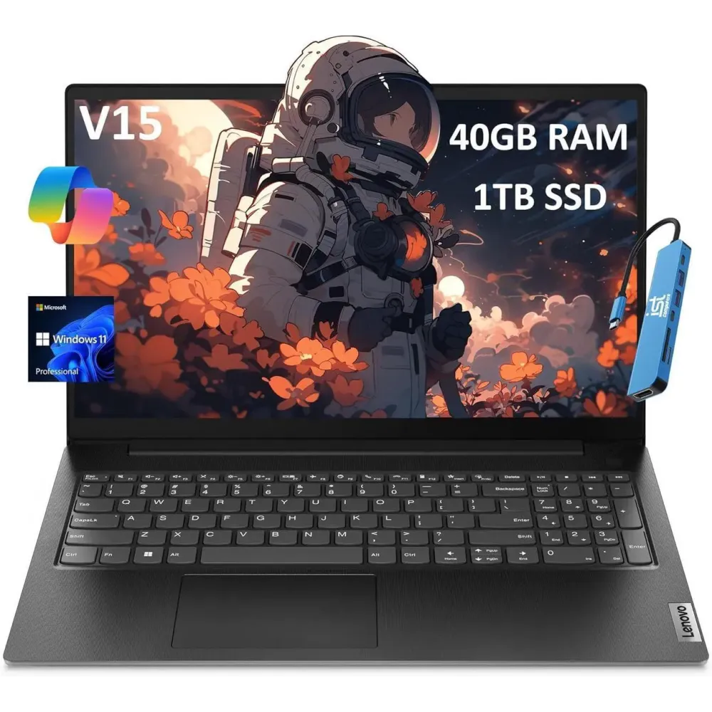 Lenovo V15 Gen 4 (15.6" FHD Anti-Glare, 13th Intel Core i5-13420H (Beat i7-1255U), 40GB RAM, 1TB SSD) for Business, Home, Military Grade, Ethernet, IST Hub, Win 11 Pro w/AI Copilot, Black