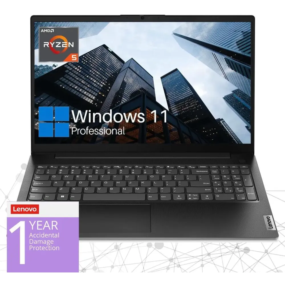 Lenovo V15 Gen 4 Business Laptop, 15.6" FHD Display, AMD Ryzen 5 5500U, 40GB RAM, 1TB SSD, Webcam, HDMI, RJ-45, Wi-Fi 6, Windows 11 Pro, Black