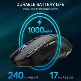 Redragon M991 Wireless Gaming Mouse, 26000 DPI 3-Mode Gamer Mice w/Rapid Fire Key, 9 Macro Buttons, Powerful Capacity and RGB Backlight for PC/Mac/Laptop
