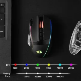 Redragon M991 Wireless Gaming Mouse, 26000 DPI 3-Mode Gamer Mice w/Rapid Fire Key, 9 Macro Buttons, Powerful Capacity and RGB Backlight for PC/Mac/Laptop