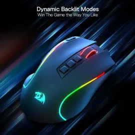 Redragon M612 PRO RGB Gaming Mouse, 8000 DPI BT Wired/Wireless Optical Gamer Mouse 9 Programmable Buttons & 7 Backlit Modes, Software Supports DIY Keybinds Rapid Fire Button, Black