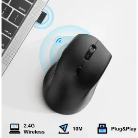 Silent Wireless Mouse, 2.4G Ergonomic Optical Mouse for Gaming, Computer Mouse for Laptop, PC, Computer, ,Notebook, 6 Buttons,1200-2400-3200 Adjustable DPI, Play & Play (Battery NOT included)