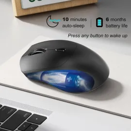 Silent Wireless Mouse, 2.4G Ergonomic Optical Mouse for Gaming, Computer Mouse for Laptop, PC, Computer, ,Notebook, 6 Buttons,1200-2400-3200 Adjustable DPI, Play & Play (Battery NOT included)