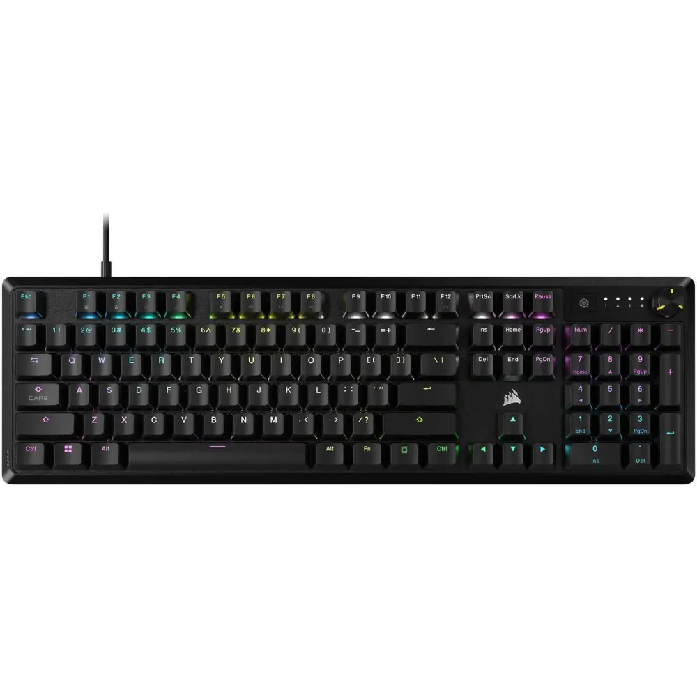 CORSAIR K70 CORE RGB Mechanical Gaming Keyboard - CORSAIR Red Linear Switches - Sound Dampening - Rotary Dial - Aluminum Top Plate - Onboard Storage - Black