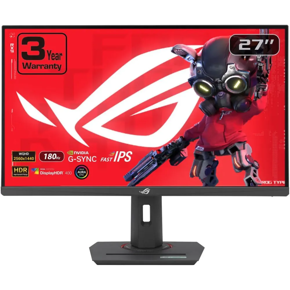 ASUS ROG Strix 27” 1440P USB-C HDR Gaming Monitor (XG27ACG) -QHD, 180Hz, 1ms, Fast IPS, DCI-P3 95%, Extreme Low Motion Blur Sync, G-Sync Compatible, Tripod Socket, Aura Sync, AI Gaming, 3yr warranty