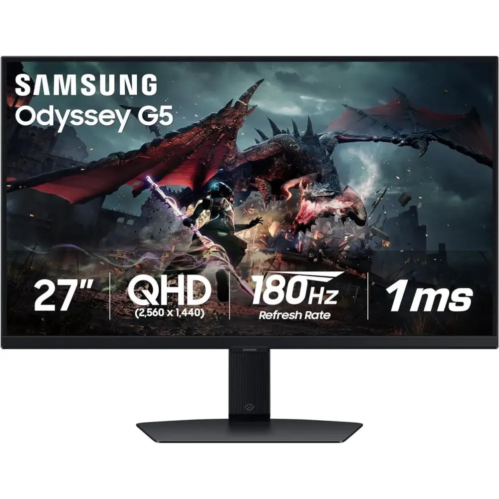 SAMSUNG 27" 180 Hz Fast IPS QHD(2560 x 1440) Gaming Monitor Nvidia G-Sync Compatible sRGB 99% Odyssey G50D