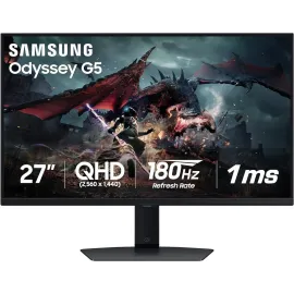 SAMSUNG 27" 180 Hz Fast IPS QHD(2560 x 1440) Gaming Monitor Nvidia G-Sync Compatible sRGB 99% Odyssey G50D