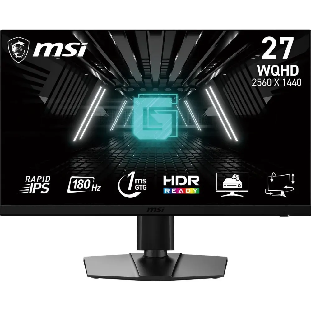 MSI G272QPF E2 27-inch 2560 x 1440 (QHD) Computer Monitor, 180Hz, Adaptive Sync, HDMI, DisplayPort, VESA Mountable, Tilt, Height Adjustable, Speaker, 1ms, Black
