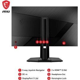 MSI G272QPF E2 27-inch 2560 x 1440 (QHD) Computer Monitor, 180Hz, Adaptive Sync, HDMI, DisplayPort, VESA Mountable, Tilt, Height Adjustable, Speaker, 1ms, Black