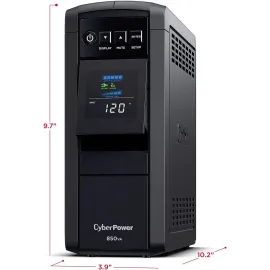CyberPower CP850PFCLCD PFC Sinewave UPS Systems - 850VA/510W, 120 VAC, NEMA 5-15P, Mini-Tower, Sine Wave, 10 Outlets, LCD, PowerPanel