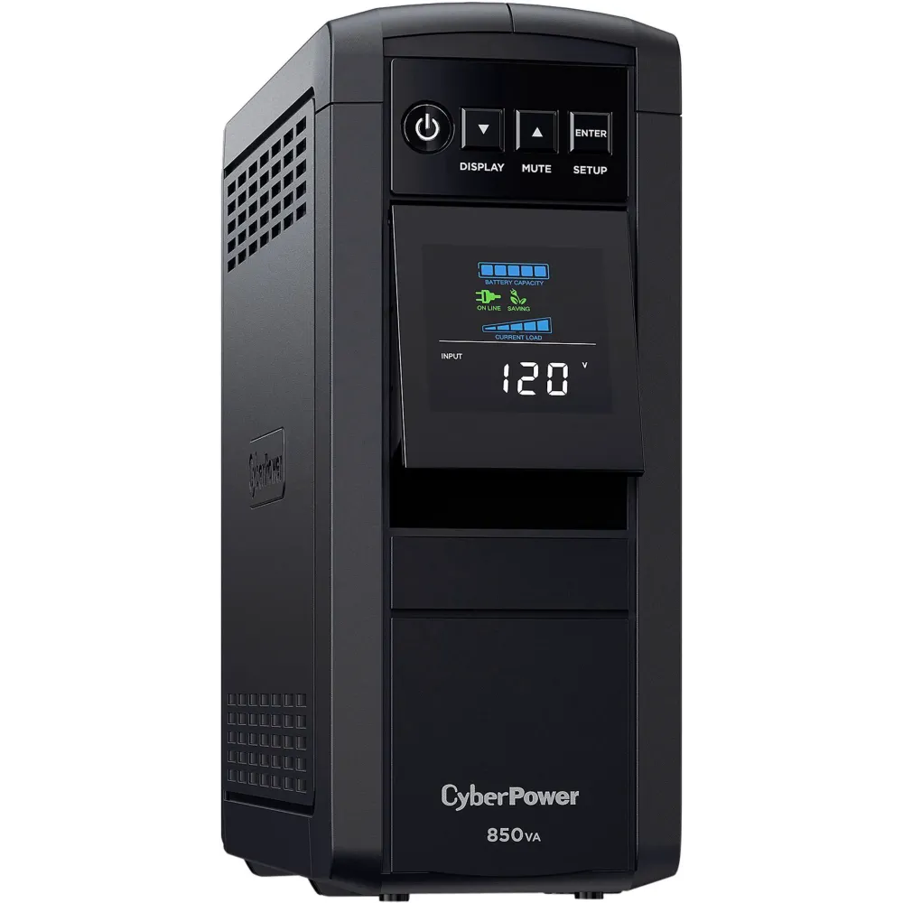 CyberPower CP850PFCLCD PFC Sinewave UPS Systems - 850VA/510W, 120 VAC, NEMA 5-15P, Mini-Tower, Sine Wave, 10 Outlets, LCD, PowerPanel