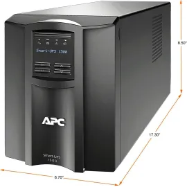 APC SMT1500C Smart-UPS, Line Interactive, 1500VA, Tower, 120V, 8x NEMA 5-15R outlets, SmartConnect Port+SmartSlot, AVR, LCD