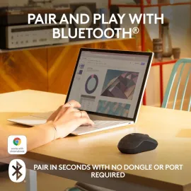 Logitech M240 Silent Bluetooth Mouse, Wireless, Compact, Portable, Smooth Tracking, 18-Month Battery, for Windows, macOS, ChromeOS, Compatible with PC, Mac, Laptop, Tablets (Graphite)