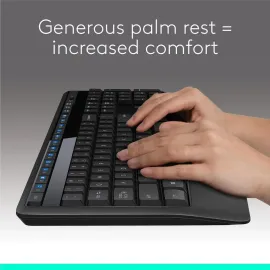 Logitech MK345 Wireless Combo Full-Sized Keyboard with Palm Rest and Comfortable Right-Handed Mouse, 2.4 GHz Wireless USB Receiver, Compatible with PC, Laptop