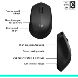 Logitech MK345 Wireless Combo Full-Sized Keyboard with Palm Rest and Comfortable Right-Handed Mouse, 2.4 GHz Wireless USB Receiver, Compatible with PC, Laptop