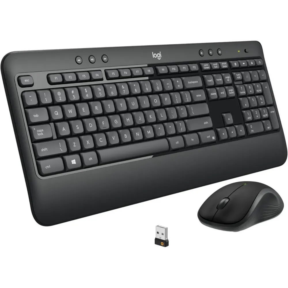 Logitech MK540 Wireless Keyboard Mouse Combo - USB Wireless RF Keyboard - Black - USB Wireless RF Mouse - Optical - 1000 dpi - 3 Button - Scroll Wheel - QWERTY - Black