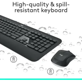 Logitech MK540 Wireless Keyboard Mouse Combo - USB Wireless RF Keyboard - Black - USB Wireless RF Mouse - Optical - 1000 dpi - 3 Button - Scroll Wheel - QWERTY - Black