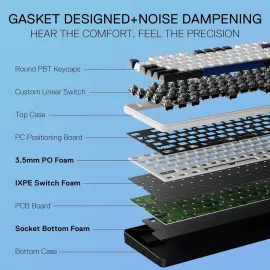 Redragon K689 Wired Gasket RGB Gaming Keyboard, 108 Keys Mechanical Keyboard w/Extra 4 Hotkeys, Upgraded Hot-swappable Socket, 3-Layer Noise Dampening, Mixed Color Keycaps, Custom Linear Switch