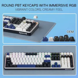 Redragon K689 Wired Gasket RGB Gaming Keyboard, 108 Keys Mechanical Keyboard w/Extra 4 Hotkeys, Upgraded Hot-swappable Socket, 3-Layer Noise Dampening, Mixed Color Keycaps, Custom Linear Switch