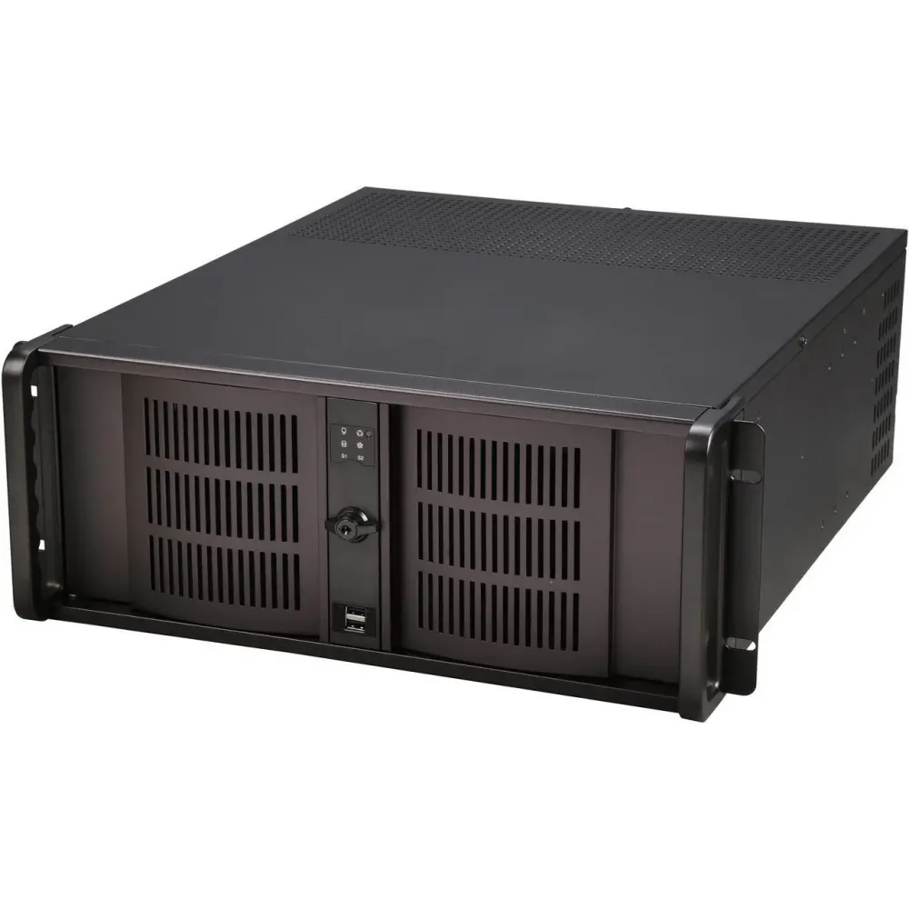 iStarUSA D-414 Black Aluminum / Steel 4U Rackmount 14 Slots Industrial PC Chassis 4 External 5.25" Drive Bays