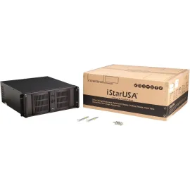 iStarUSA D-414 Black Aluminum / Steel 4U Rackmount 14 Slots Industrial PC Chassis 4 External 5.25" Drive Bays
