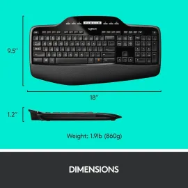 Logitech MK710 Wireless Keyboard and Mouse Combo — Includes Keyboard and Mouse, Stylish Design, Built-In LCD Status Dashboard, Long Battery Life