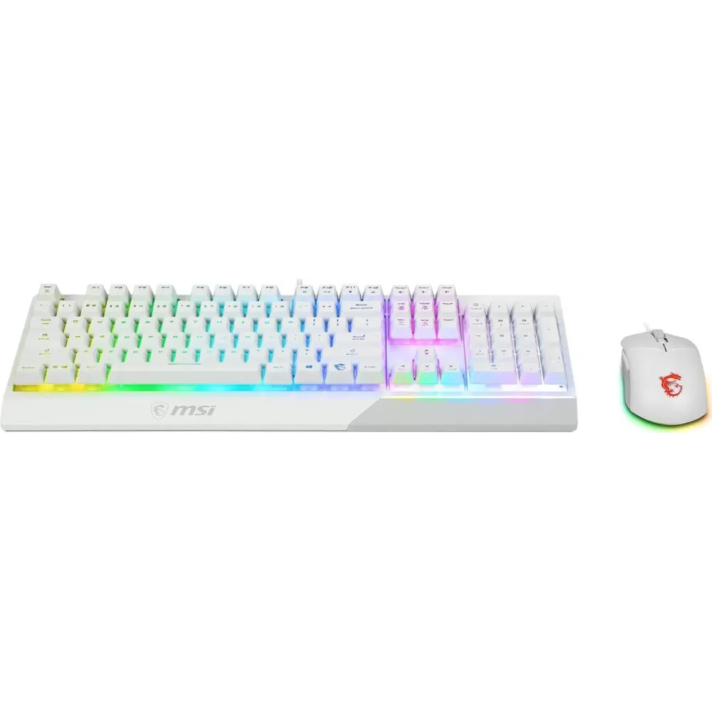 MSI Vigor GK30 Gaming Keyboard & GM11 Gaming Mouse Combo - Mechanical Membrane Switches, 6-Zone RGB, Water Repellent & Splash-Proof, 5000 DPI - White
