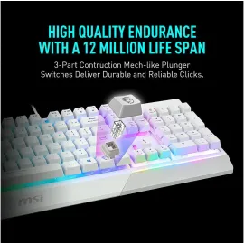 MSI Vigor GK30 Gaming Keyboard & GM11 Gaming Mouse Combo - Mechanical Membrane Switches, 6-Zone RGB, Water Repellent & Splash-Proof, 5000 DPI - White