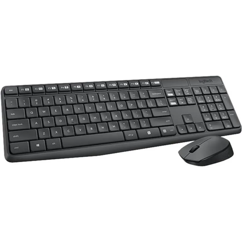 Logitech MK235 Wireless Keyboard and Mouse Combo for Windows, 2.4 GHz Wireless Unifying USB Receiver, 15 FN Keys, Long Battery Life, Compatible with PC, Laptop