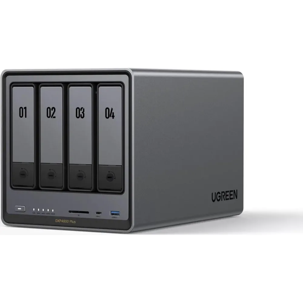UGREEN NASync DXP4800 Plus, 4-Bay NAS with Intel Pentium Gold, 5-Core CPU (Up to 4.40 GHz), 8GB DDR5, 1x 2.5GbE, 1x 10GbE, 2x SD - 12th Gen 5-core Intel Processor (Diskless)